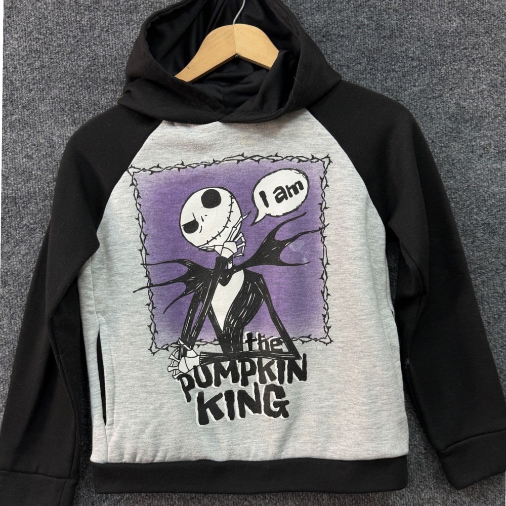 Disney Nightmare Before Christmas Hoodie Kids 10/12 Black Jack Skellington Goth